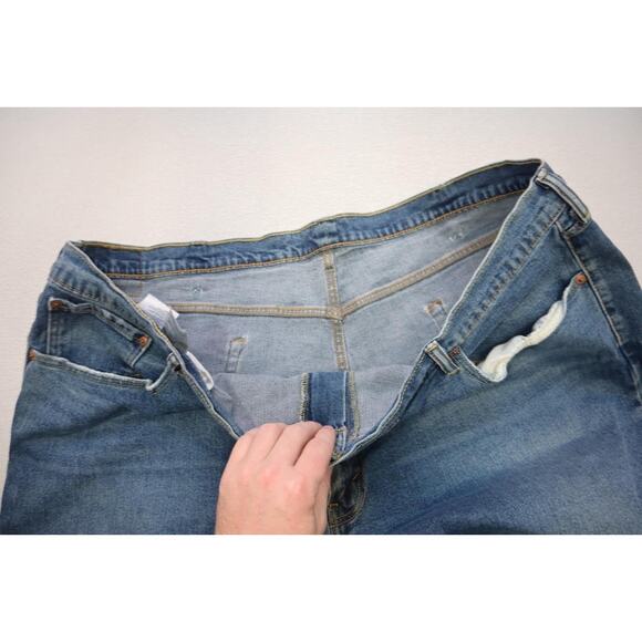 Levi's 505 Regular Fit Straight Stretch Rugged Denim Blue Jeans Mens Sz 50 x 30 - Picture 7 of 11